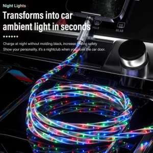 Light Up Type C Charger Cord,1M 3D Fast Charging RGB Cable 120W Breathing Light 66W Type C,USB A/C Data Cable For Samsung Huawei